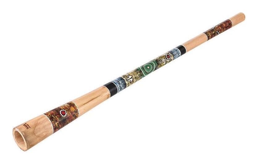 A painted teak didgeridoo